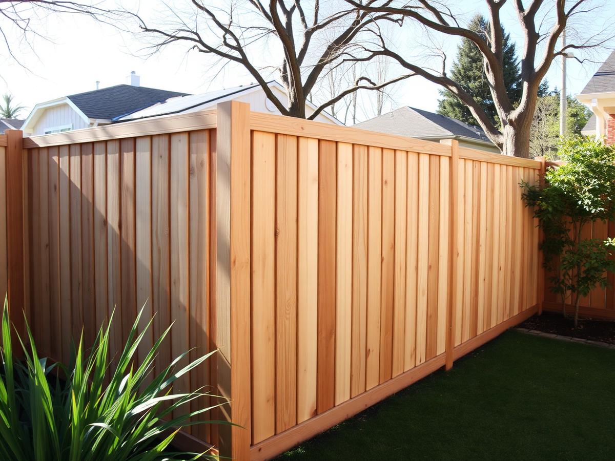 New cedar fence after replacement