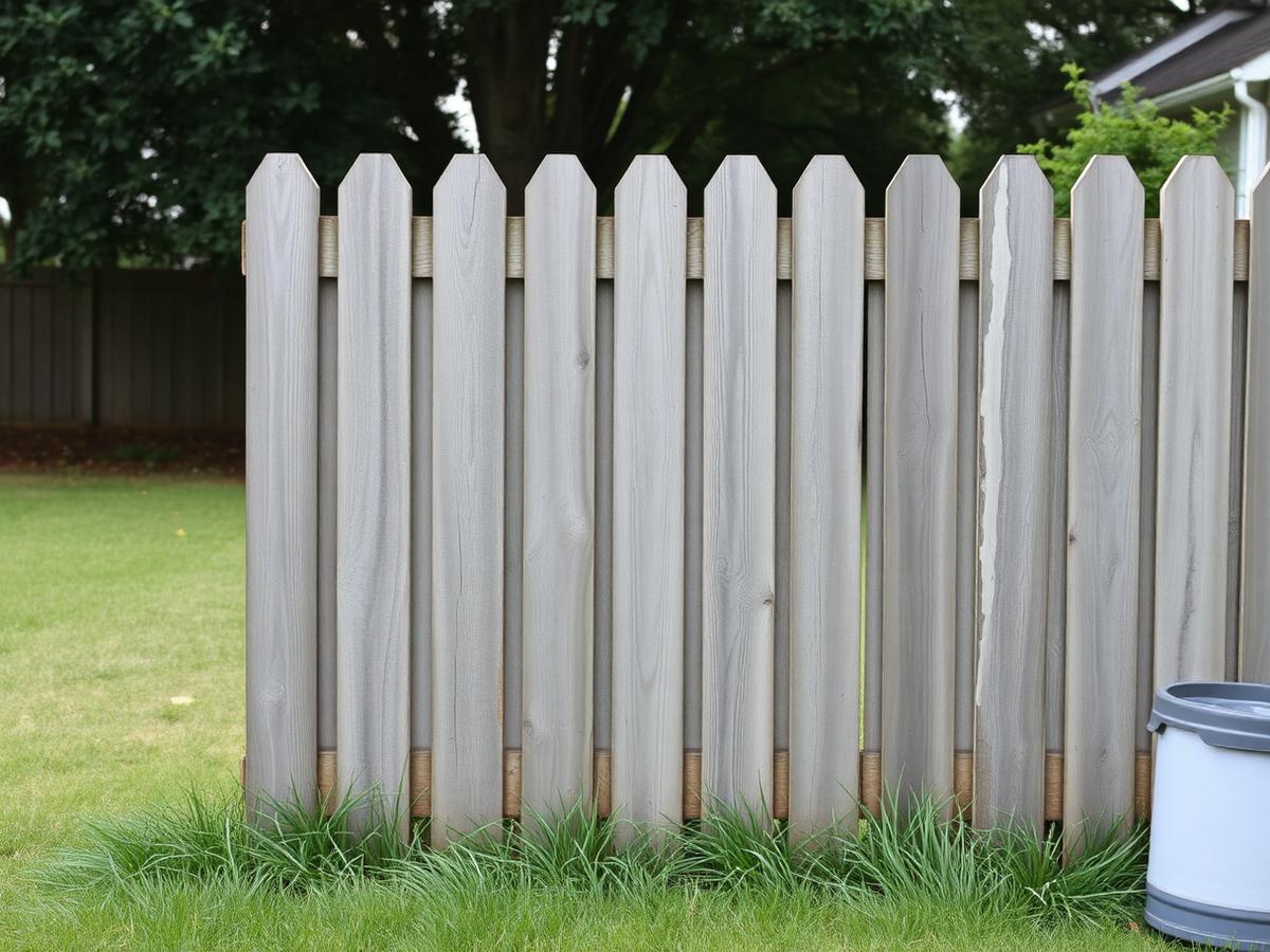Old weathered fence before replacement