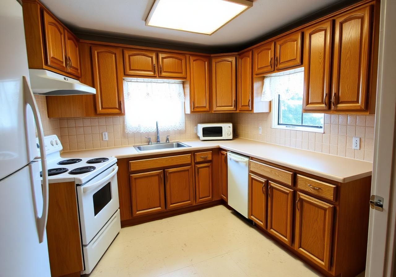 Outdated oak kitchen before remodel